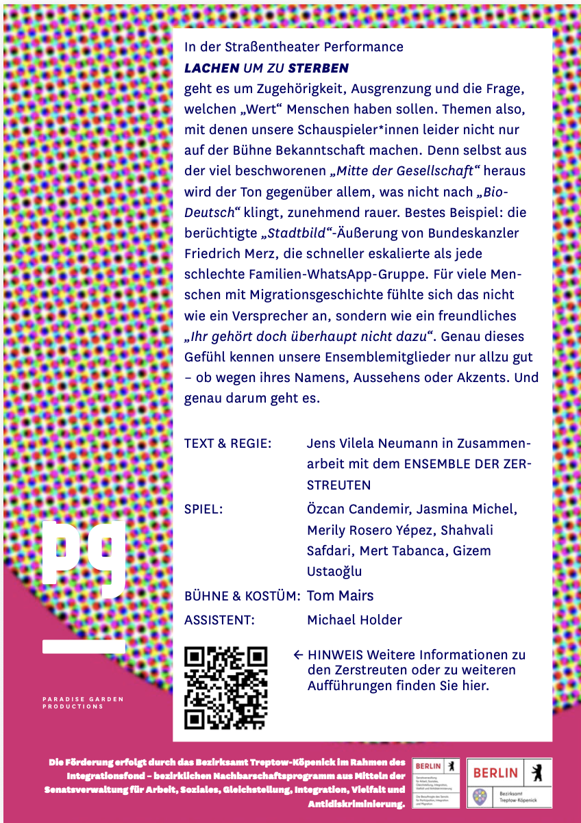 LACHEN UM ZU STERBEN Flyer Rückseite